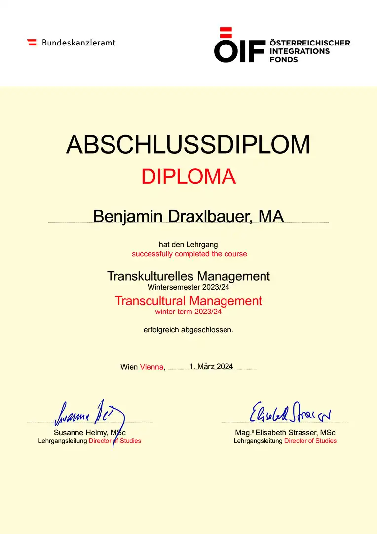 Diplom Transkulturelles Management Draxlbauer